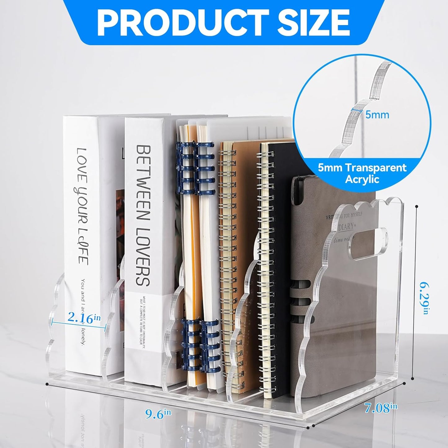 Adevar Clear Acrylic Magazine File Holder 4 Vertical Magazine File Organizer Binder Book Holder for Desk Acrylic Desk Organizer Clear Office Racks & Displays for Office Home Classroom