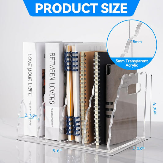 Adevar Clear Acrylic Magazine File Holder 4 Vertical Magazine File Organizer Binder Book Holder for Desk Acrylic Desk Organizer Clear Office Racks & Displays for Office Home Classroom