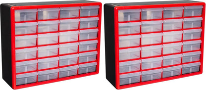 Akro-Mils 24-Drawer Plastic Drawer Storage Cabinet for Garage Organization, Bead Organizer, Building Bricks Storage, Teacher Toolbox, Makeup Organizer, 20" W x 6" D x 16" H, 10124 Black