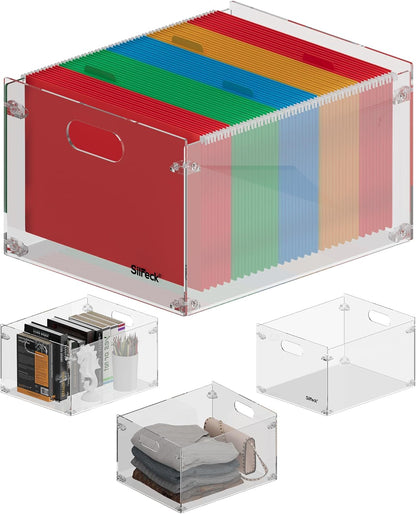 Silreck® Clear Acrylic File Organizer for Desk – Desktop Document Holder for A4 & Letter Size Papers, Sturdy Acrylic to Keep Office & Home Documents Neat