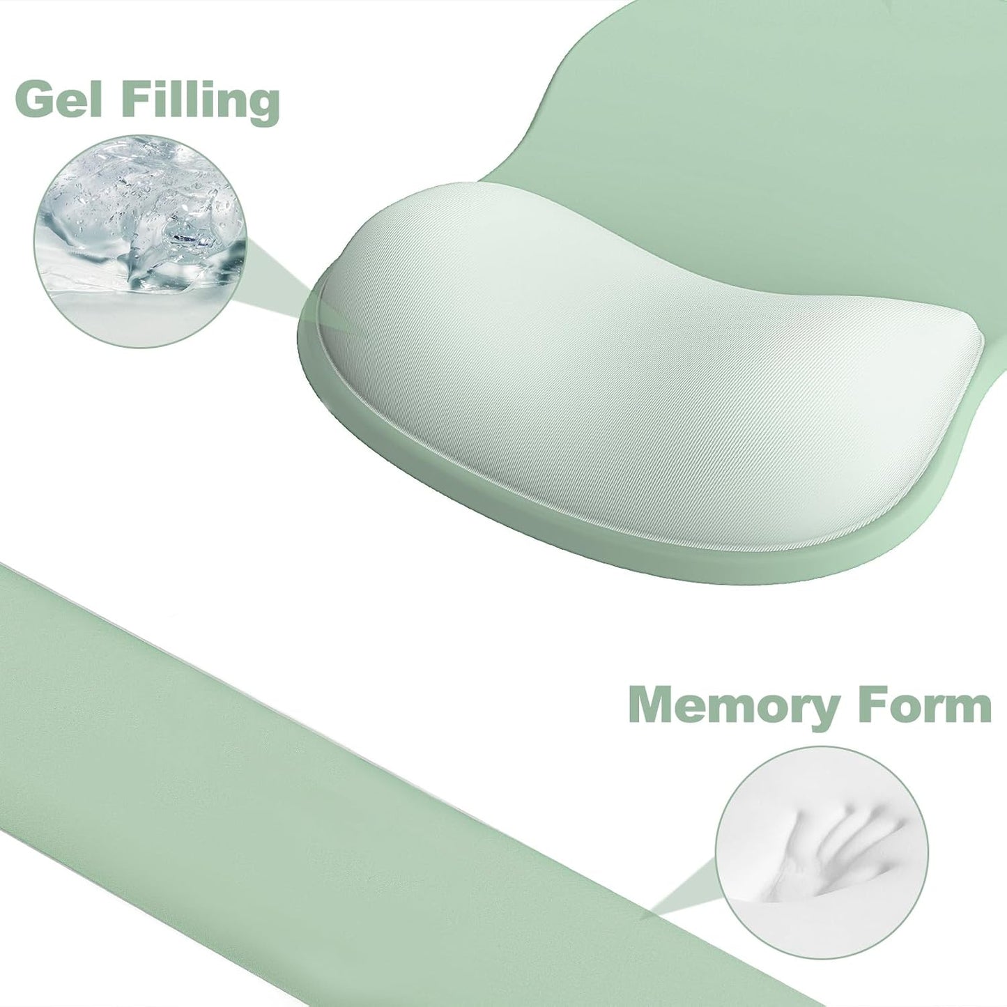 Ergonomic Mouse Pad with Wrist Rest and Keyboard Wrist Rest, Black Mousepad and Wrist Rest for Computer Keyboard, Pain Relief, Non-Slip PU Base, Gel Mouse Pad with Wrist Support for Gaming, Office