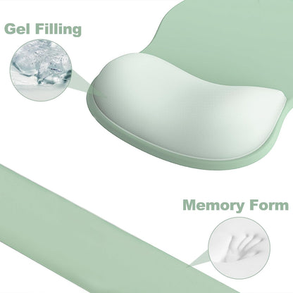 Ergonomic Mouse Pad with Wrist Rest and Keyboard Wrist Rest, Black Mousepad and Wrist Rest for Computer Keyboard, Pain Relief, Non-Slip PU Base, Gel Mouse Pad with Wrist Support for Gaming, Office
