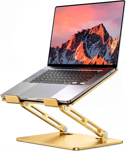 LOXP Adjustable Laptop Stand for Desk, Metal Foldable Laptop Riser, Ventilated Cooling Lectern, Ergonominc Computer Notebook Stand for Desk Compatible with 10-15.6“ Laptops