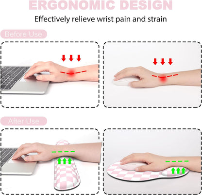 Ergonomic Mouse Pad with Wrist Rest and Keyboard Wrist Rest, Memory Foam Wrist Rest for Computer Keyboard, Easy Typing, Pain Relief, Mouse Pad Wrist Support for Gaming,Office, Laptop, Black Flower