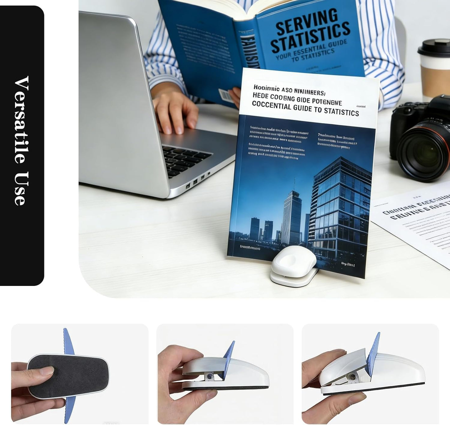 Paper Holder for Typing, Document Holder for Typing, Desktop Document Holder Stand — 3-Pack (Red, White, Blue) Office Desk Organizer, a Lightweight Accessory Designed for Workstation Document