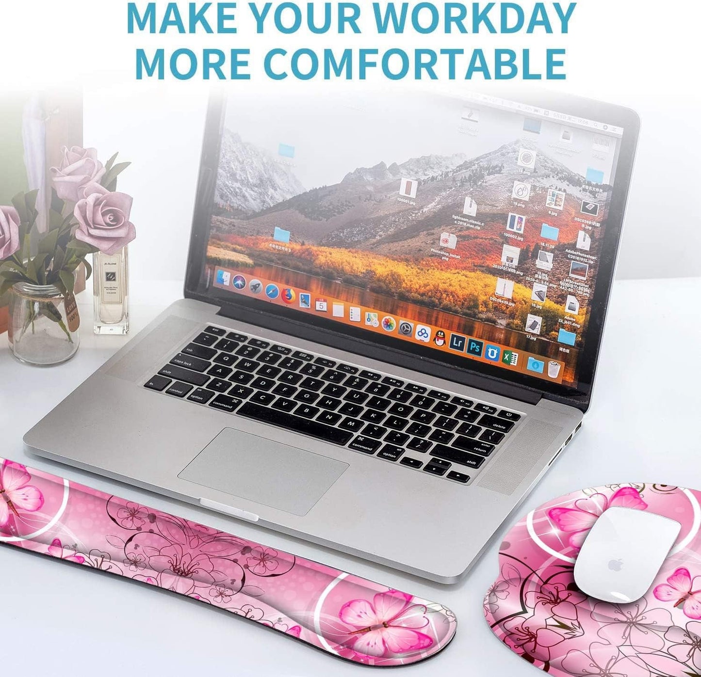 RICHEN Ergonomic PU Leather Keyboard Wrist Rest and Mouse Pad with Wrist Support, Memory Foam Set for Computer/Laptop,Gaming and Office, Comfortable for Easy Typing & Pain Relief (PU Brown)