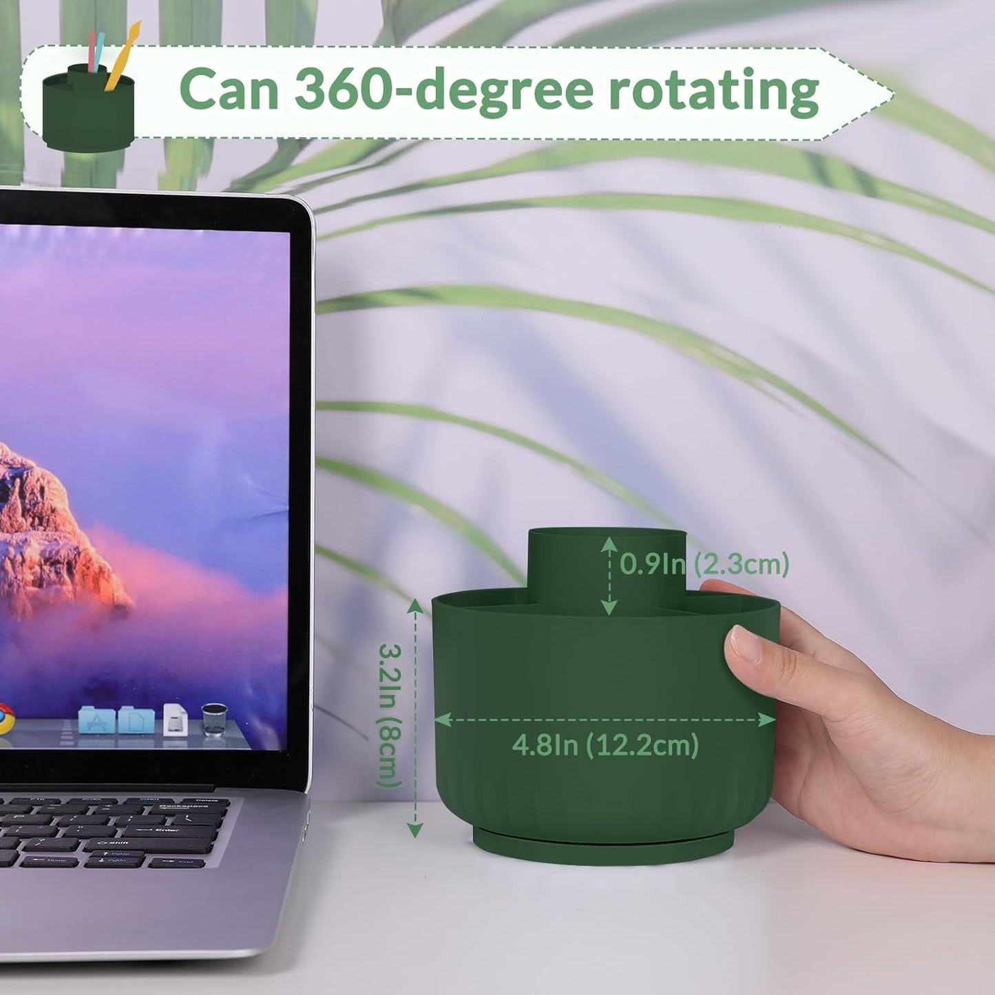 SKYDUE 360 Degree Rotating Pencil Pen Holder for Desk, Dual-Purpose Desk Organizer, Rotating Pencil Cup with 5 Slots, Office Supplies, Desk Decor for Office, School, Home