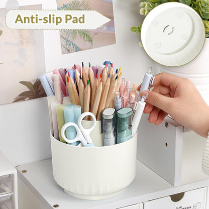 SKYDUE 360 Degree Rotating Pencil Pen Holder for Desk, Dual-Purpose Desk Organizer, Rotating Pencil Cup with 5 Slots, Office Supplies, Desk Decor for Office, School, Home