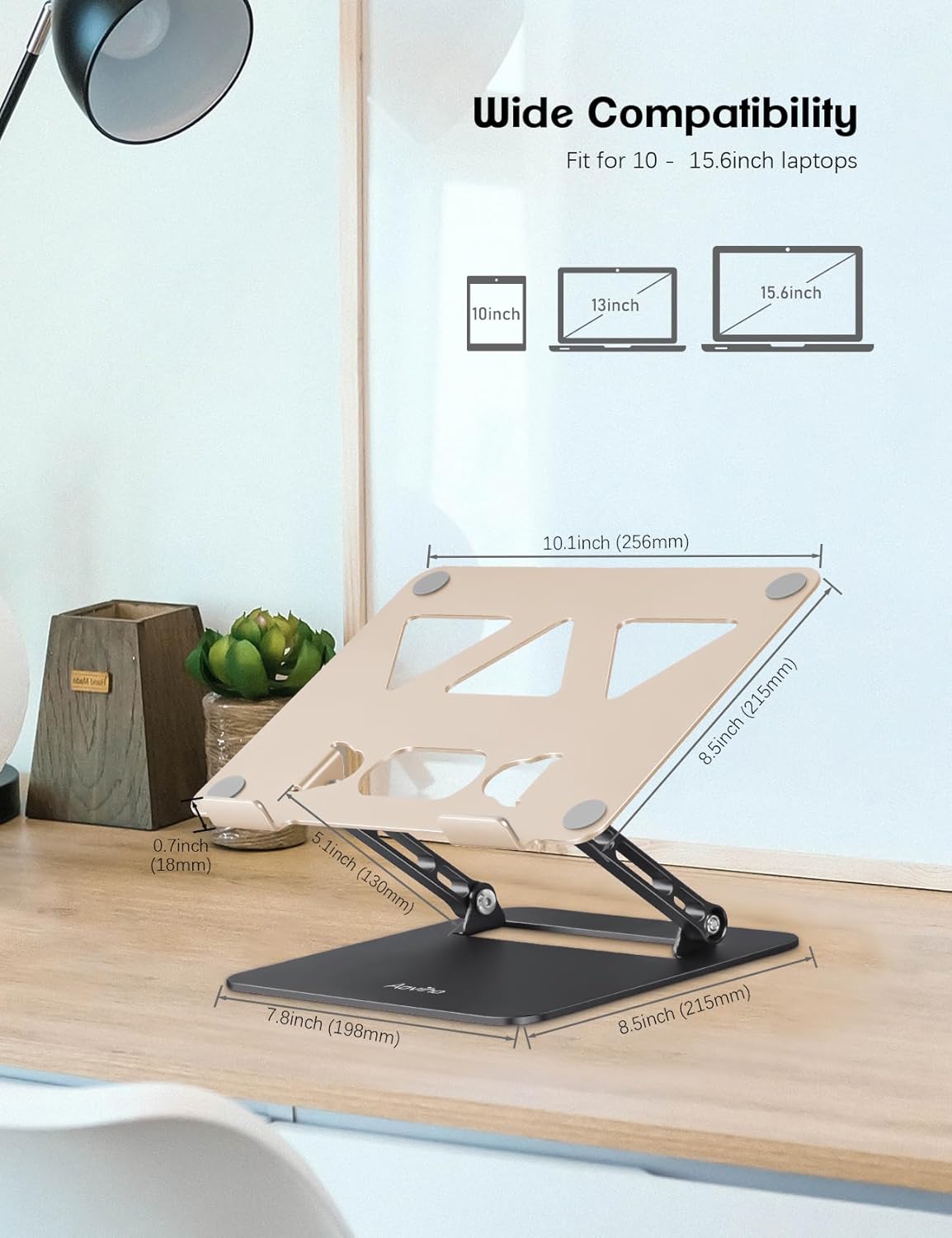 Aoviho Adjustable Laptop Stand for Desk,Portable Laptop Stand Holder and Riser,Foldable Aluminum Notebook Computer Stands for MacBook Air Pro HP Lenovo Dell Samsung Chromebook, 10-15.6 inch, Purple
