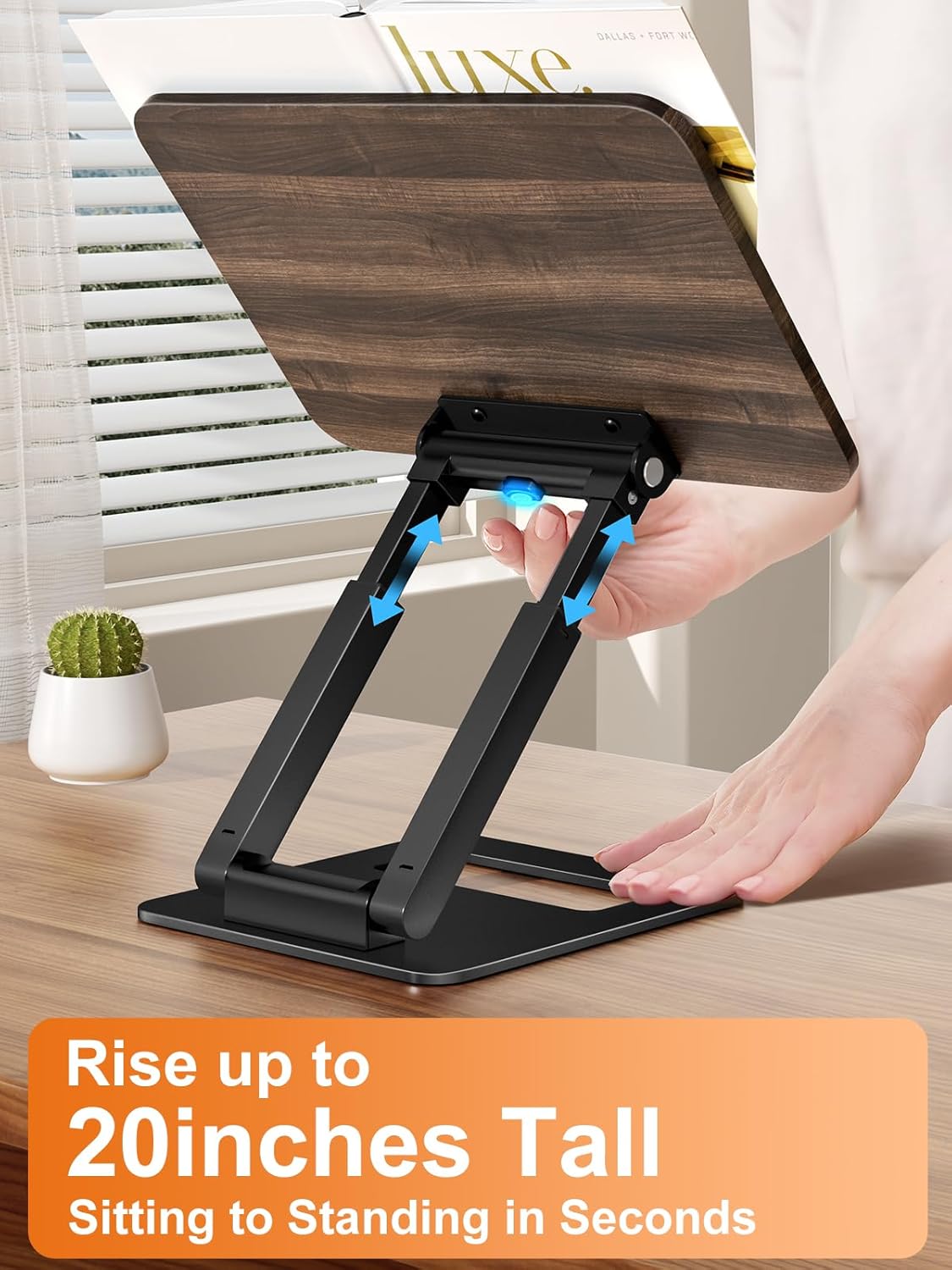 Tounee Book Stand, Telescopic Book Holder Stand, Adjustable Height Pull Out Design Ergonomic Cookbook Stand with Elastic Page Clips Fits All Books (Gray)
