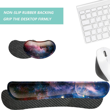 Keyboard Wrist Rest Mouse Wrist Support Set, Memory Foam Wrist Rest Pad for Computer Laptop Keyboard Mouse, Ergonomic Wrist Cushion Support for Typing Pain Relief, Gaming Home Office, Purple