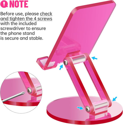 Tomorotec Iridescent Acrylic Cell Phone Stand, Portable Phone Holder for Desk Non-Slip Desktop Smartphones Holder Compatible with iPhone Samsung Galaxy Pixel Phone Cradle Dock Home Office