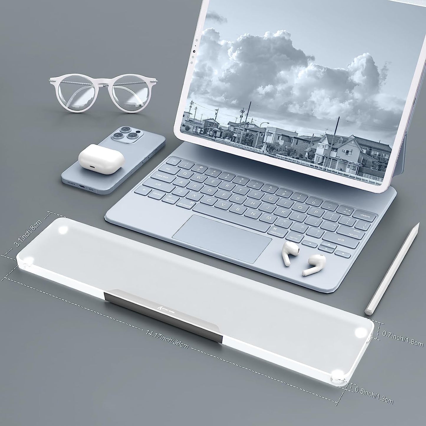 SELORSS Acrylic Keyboard Wrist Rest 98-Key Mechanical Keyboards Ergonomic Palm Rest for Computer Keyboard,Anti-Slip Base,Wrist Pad for Laptop,Office & Home-Easy Typing