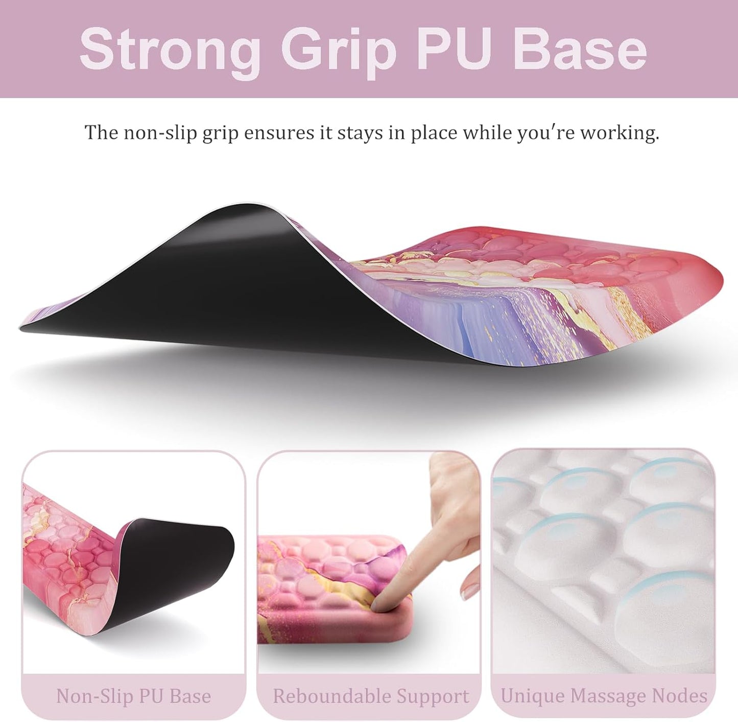 Ospelelf Mouse Pad with Wrist Rest and Keyboard Wrist Rest, Ergonomic Wrist Rest for Computer, Office, Gaming, Pink