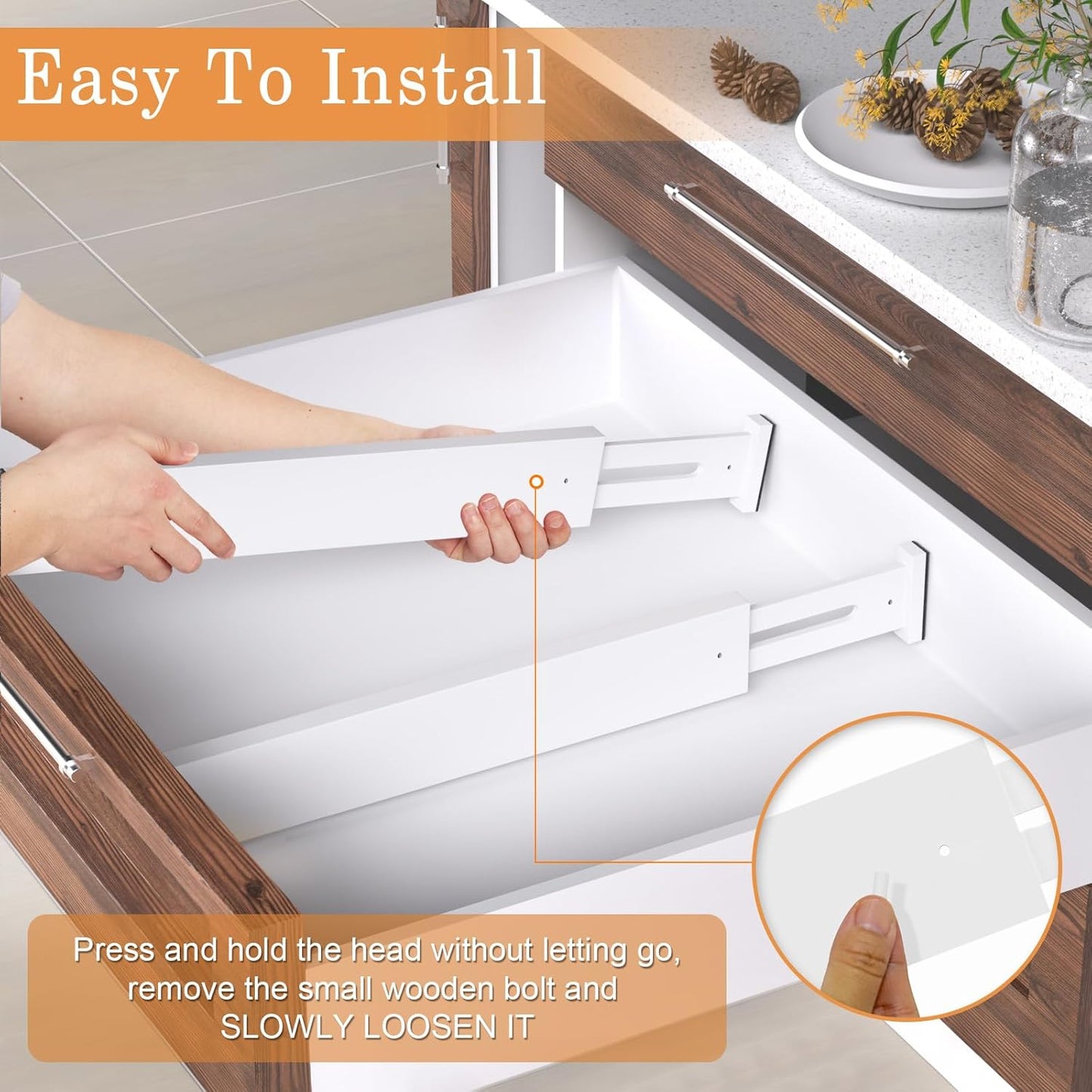 Bamboo Drawer Dividers,17-22" Adjustable Kitchen Drawer Organizer for Clothes,4 Pack Expandable Drawer Organization Separators for Bedroom,Bathroom,Dresser and Office,Natural