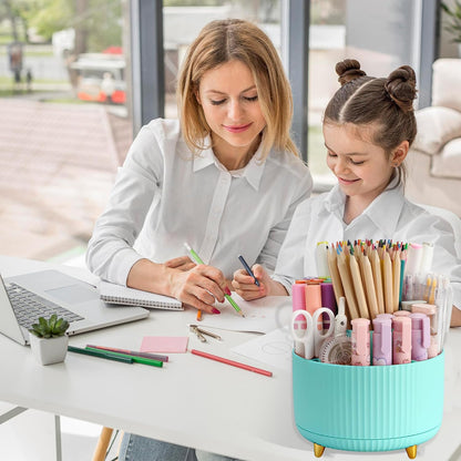 Camelmother Pen Holder For Desk With 5 Slots 360°Rotating Pencil Holder Makeup Organiezr Teacher Supplies Office decor (purple)