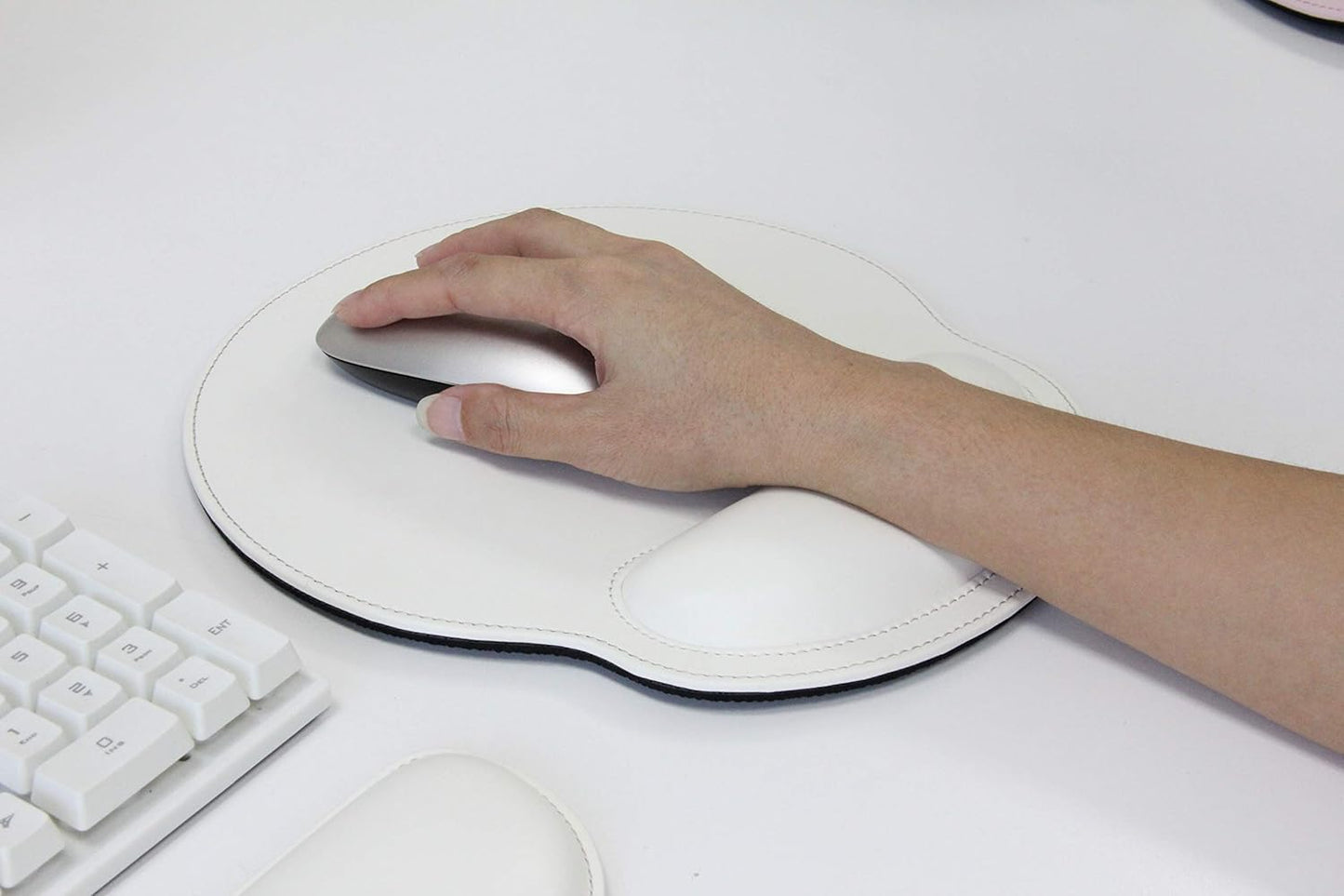 RICHEN Ergonomic PU Leather Keyboard Wrist Rest and Mouse Pad with Wrist Support, Memory Foam Set for Computer/Laptop,Gaming and Office, Comfortable for Easy Typing & Pain Relief (PU Brown)