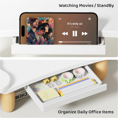 AFOOYO Monitor Stand Riser,31.5-Inch LED Light Wood Computer Monitor Stand with Adjustable Acrylic Legs,Desk Accessories Desktop Organizer Stand for, Computer,Laptop,Printer,PC TV Screen Riser,Black
