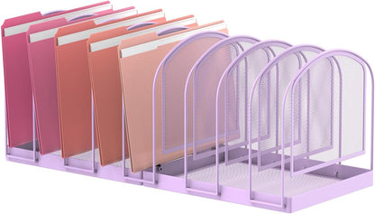 SUPEASY File Organizer for Desk, 5-Section Mesh Desk Organizer, Vertical File Holder Desktop Organizer File Sorter, File Folder Holder for Office Supplies, Black