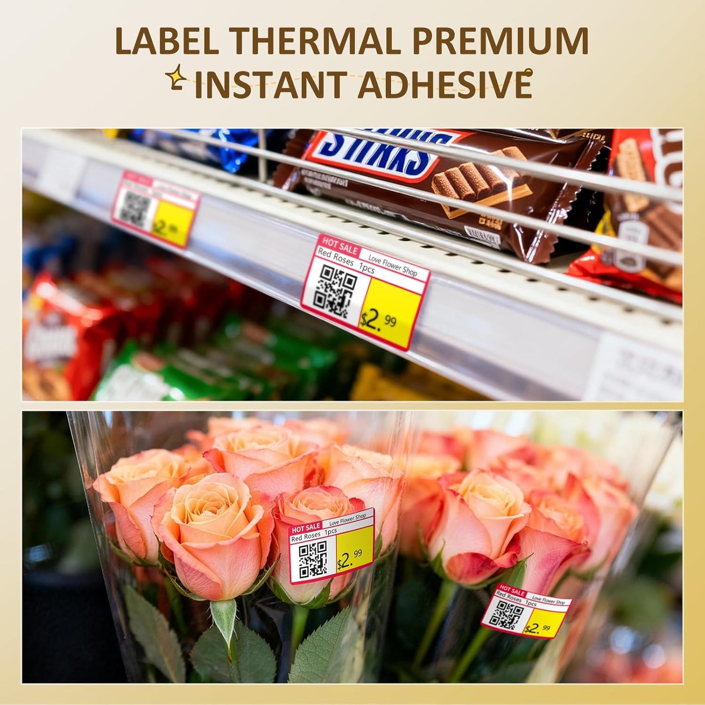 Clabel Printable White Cable Labels 6 Rolls of Thermal Self-Adhesive Paper Labels Tape, 25x78mm (1"x3") 100 Sheets Per Roll, Black Print on White Sticker Tags Durable