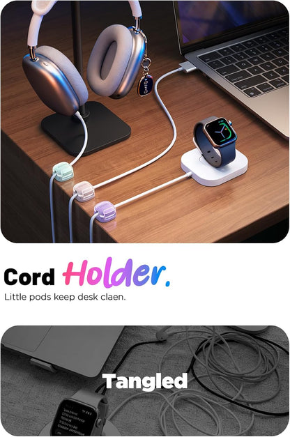 Cable Clips,8 Pack Cord Holder Cord Organizer [1s Lock & Strongest Adhesive] Spring Cord Clips Phone Charger Wire Desk Cable Management Nightstand Home Office School Decor Women Cute Desk Accessories