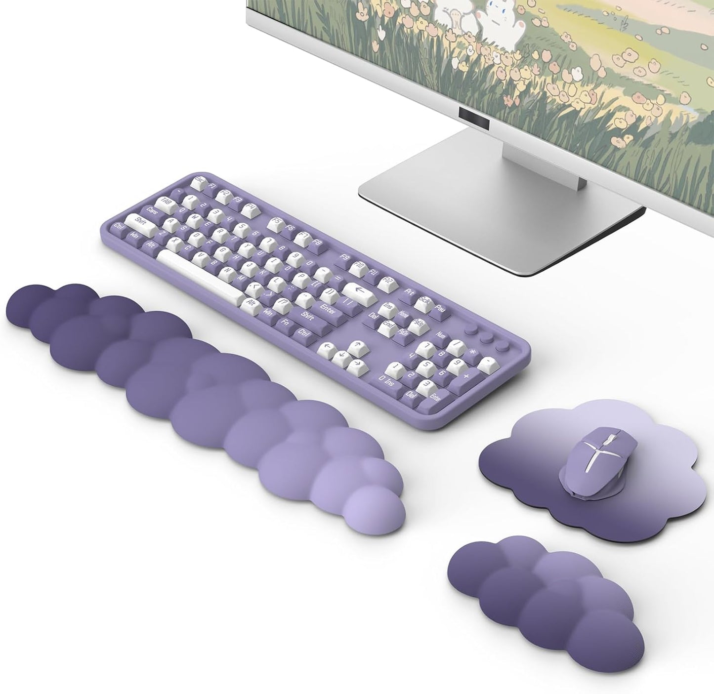 MoKo Cloud Wrist Rest, Ergonomic Cloud Keyboard Wrist Rest with Mouse Rest Wrist Pad, Durable Polyester Cloud Arm Rest Wrist Pad for Keyboard and Mouse for Office, Gaming, Computer, Laptop, Green