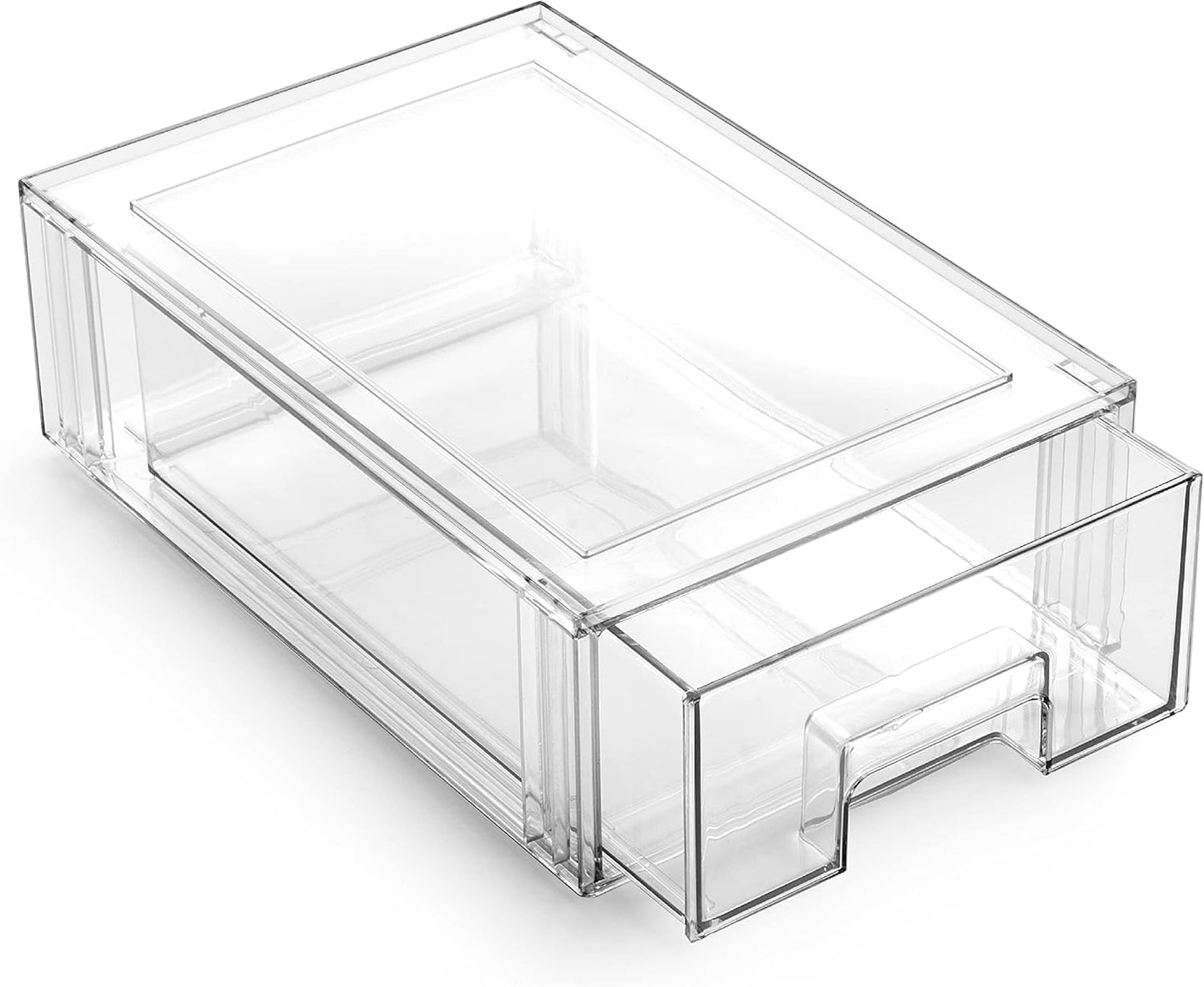BINO | Stackable Storage Drawers, Shallow X-Large - Clear | THE CRATE COLLECTION | Storage Bins With Drawers Bathroom Organizers and Storage Organization and Storage Under Sink Organizer Vanity Home