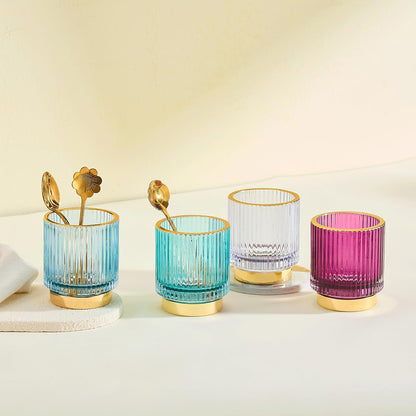 Makeup Brush Holder Organizer,Toothbrush Holders,Desk Pen Pencil Holder,Multifunctional Vintage Glass Brush Cup（L/Green/A3-6-US）