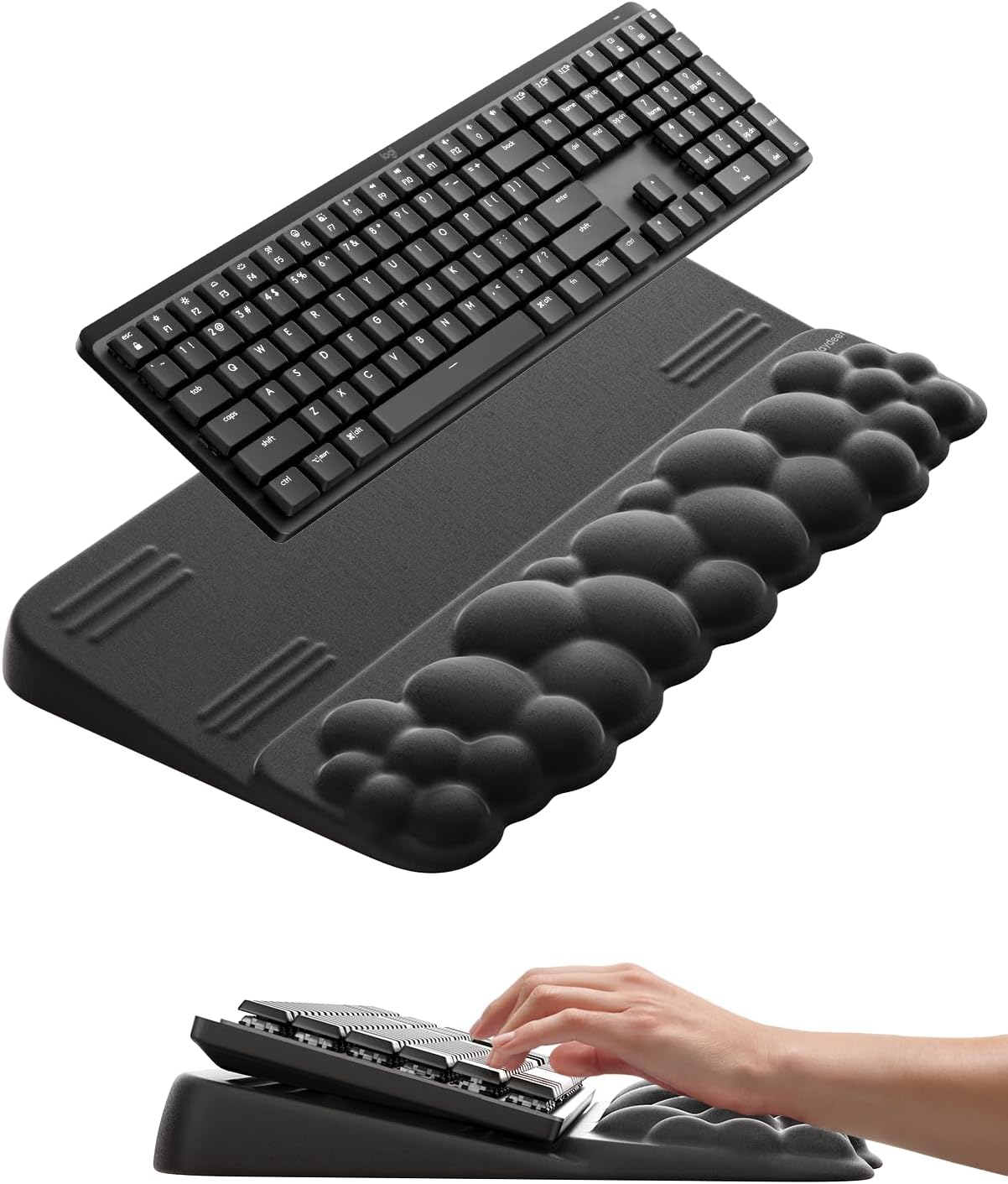 Vaydeer Wrist Rest and Keyboard Stand, Computer Wrist Support Pad Soft Memory Foam, Ergonomic Cloud Keyboard Riser Holder Lifter Tilted Wrist Cushion for Desk, Palm Hand Typing for Office Home Gaming