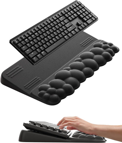 Vaydeer Wrist Rest and Keyboard Stand, Computer Wrist Support Pad Soft Memory Foam, Ergonomic Cloud Keyboard Riser Holder Lifter Tilted Wrist Cushion for Desk, Palm Hand Typing for Office Home Gaming