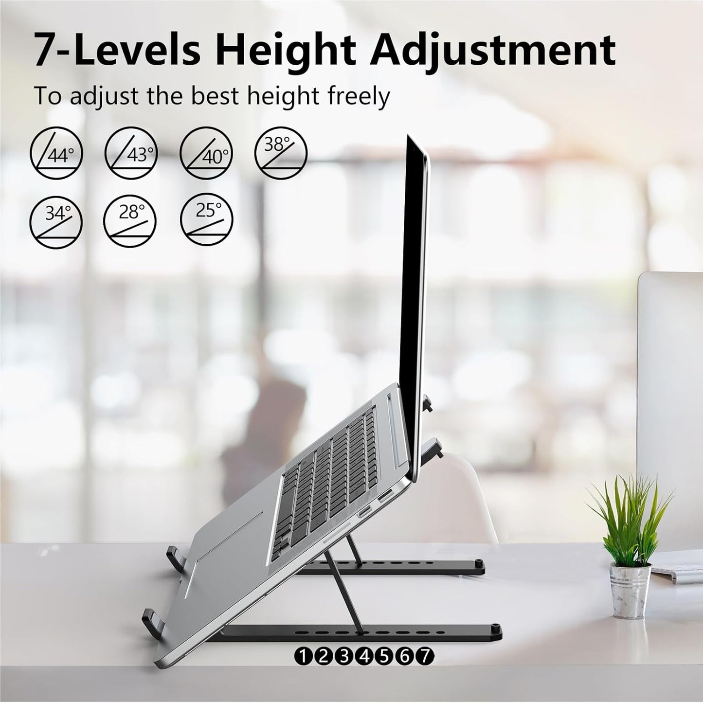 Laptop Stand for Desk, Adjustable Laptop Riser Foldable Portable Laptop Holder, Ventilated Cooling Notebook Stand for 10-15.6” Laptop,Tablet-White