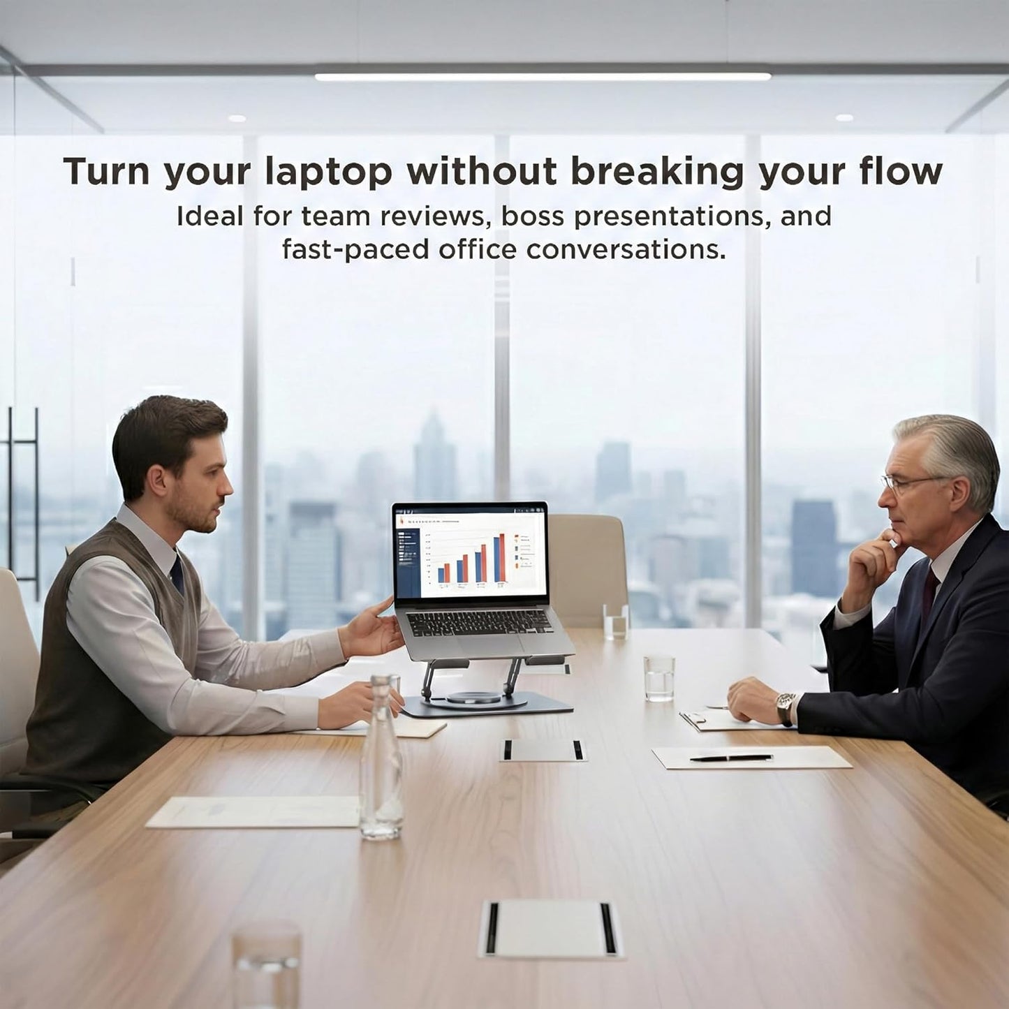 Uncaged Ergonomics Swivel Laptop Stand for Desk, Adjustable Computer iPad Stand for Desk w/ 360 Rotation, Portable Laptop Holder for Home Office Ergonomic Supplies (Black)