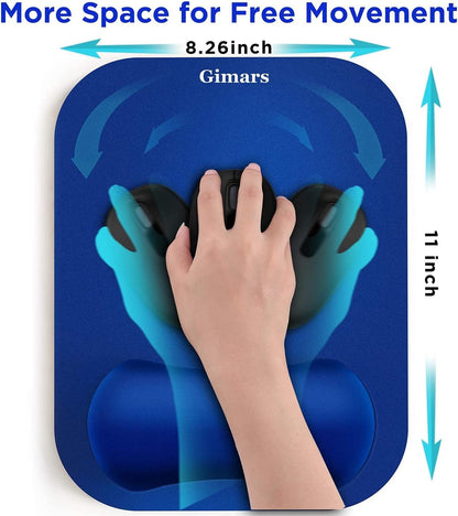 Gimars Elongate Smooth Lycra Fabric Ergonomic Mouse Pad Wrist Support, Gel Memory Foam Cushion Set Keyboard Wrist Rest Support, Pain Relieve for Computer, Laptop, Office, School, Home, Gaming, Black