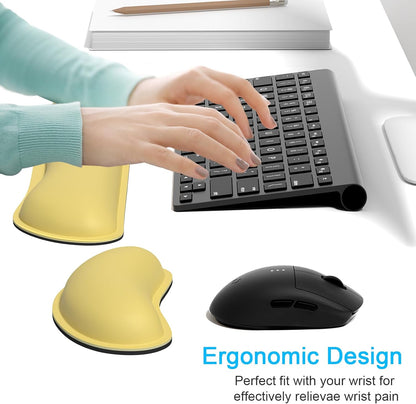 Dapesuom Keyboard Wrist Rest Set, Cute PU Leather Wrist Cushion for Computer Keyboard and Mousepad, Memory Foam Mouse Pad Rests Support with Non-Slip Base for Typing Pain Relief Laptop, Colonial White