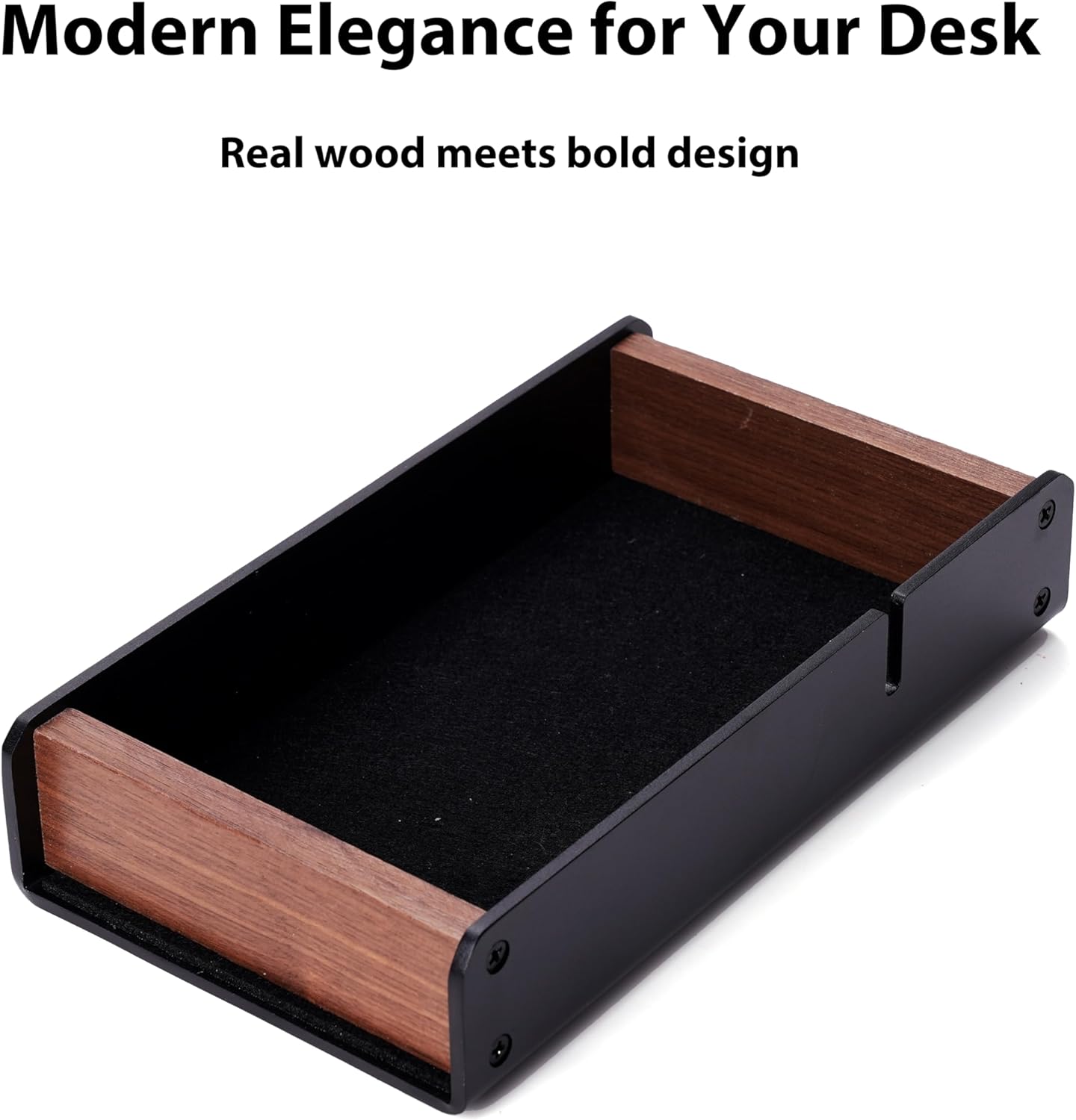 Walnut Desk Tray with Pen Holder Set, Solid Wooden Desk Drawer Organizer for Keys, Pen, Watch, Airpods, Earbuds, Cool Valet Tray for Men