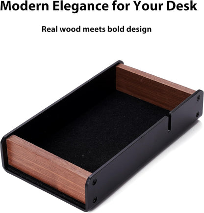 Walnut Desk Tray with Pen Holder Set, Solid Wooden Desk Drawer Organizer for Keys, Pen, Watch, Airpods, Earbuds, Cool Valet Tray for Men