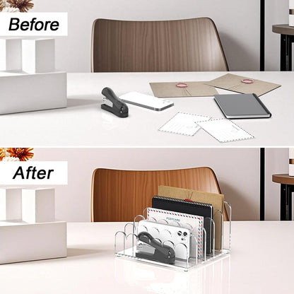 YAGELI 2 Pack 3-Slot Acrylic Mail Organizer for Desktop – Scalloped Clear Document Sorter, Vertical File Holder for Office/Home, Space-Saving Desk Organizer for Letters,Envelope,Bills,Stationery