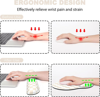 Ergonomic Mouse Pad with Wrist Rest and Keyboard Wrist Rest, Memory Foam Wrist Rest for Computer Keyboard, Easy Typing, Pain Relief, Mouse Pad Wrist Support for Gaming,Office, Laptop, Black Flower