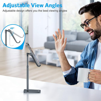 OMOTON Cell Phone Stand, Adjustable Angle Height Desk Phone Dock Holder for iPhone Air 17 Pro Max/Plus/XS/XR, Samsung Galaxy S20 / S10 / S9 / S8 and Other Phones (3.5-7.0-Inch)