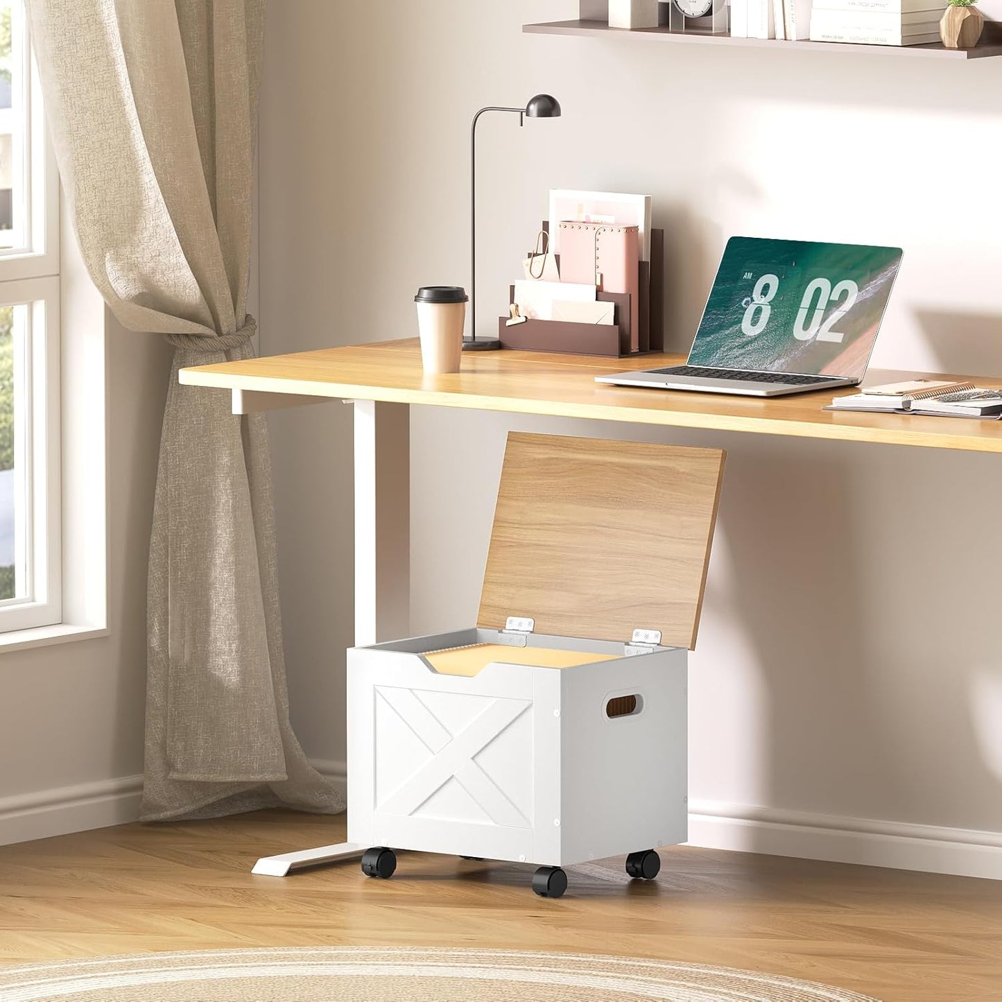 MAHANCRIS Rolling Filing Cabinet, Small File Cabinet Under Desk with Single Drawer, Hanging File Organizer for A4/Letter-Size Documents, Organizer Box, for Home Office, Rustic Brown FCRB4001