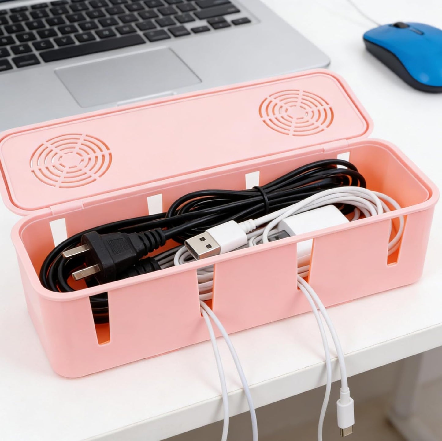 Plug Socket Safety Box Cable Organizer for Power Strip Wire Management 10.43X3.74X2.75 Inch Cord Storage Case for Home and Office Use