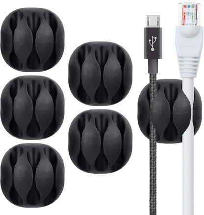 BEADNOVA Cable Clips Cord Organizer Cable Management Wire Cord Holder 24 Pcs Adhesive Wire Holder for Car Charging Accessory PC Office (Black,1 Slots, 2 Slots, 3 Slots,5 Slots)