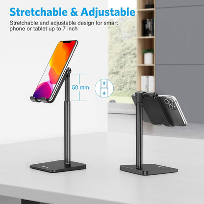 OMOTON Cell Phone Stand, Adjustable Angle Height Desk Phone Dock Holder for iPhone Air 17 Pro Max/Plus/XS/XR, Samsung Galaxy S20 / S10 / S9 / S8 and Other Phones (3.5-7.0-Inch)