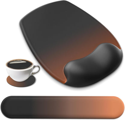 AKIT Ergonomic Mouse Pad with Wrist Rest& Keyboard Wrist Rest, Wrist Rest for Computer Keyboard, Pain Relief, Non-Slip Gel Base, Mousepad Wrist Support for Gaming, Office, Waterdrop Shaped Pink