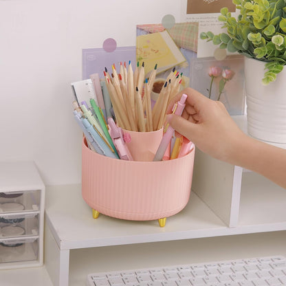 SKYDUE 360 Rotating Purple Pen & Art Supply Organizer - 5 Slot Desk Organizer for Office, School, Home
