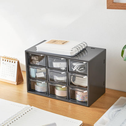Feadily 4PCS Small Drawer Organizer for Desk, Desktop Drawer Organizer with 9 Clear Drawers, Plastic Desktop Storage Drawers 7.1 Inch x 3 .9 Inch x 4.7 Inch, White