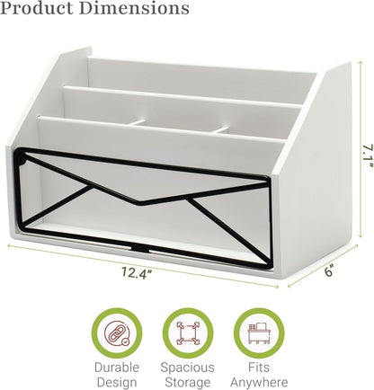 Prosumer's Choice Bamboo Desk Organizer for Office and Home – Natural Bamboo Mail Organizer for Countertop - Wooden Desktop Organizer for Mail, Files, Letters, and Tabletop Storage