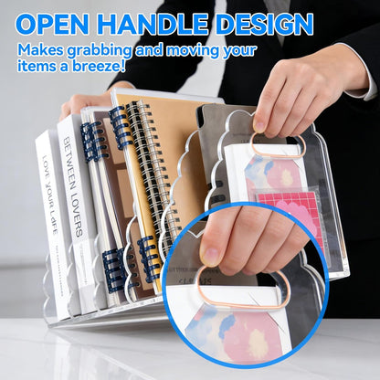 Adevar Clear Acrylic Magazine File Holder 4 Vertical Magazine File Organizer Binder Book Holder for Desk Acrylic Desk Organizer Clear Office Racks & Displays for Office Home Classroom
