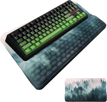 Computer Keyboard Stand Pad with Wrist Rest Purple Blue Cloud Keyboard Pad Support with Comfortable Galaxy Stars Wrist Pad Cute Girl Ergonomic Tilted Keyboard Riser Holder for Desktop Office Home