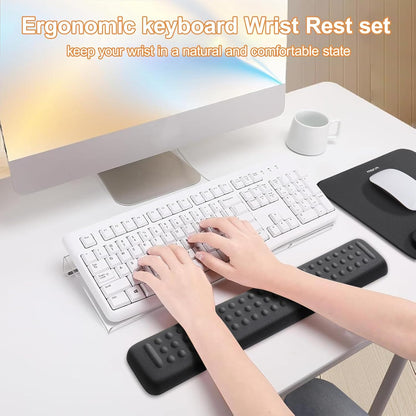 MOSISO Computer Keyboard Stand&Wrist Rest Support for Keyboard &Mouse Pad Set, Ergonomic Massage Wrist Rest Set, Easy Typing Working Acrylic Clear Stand for Office Home, Apricot